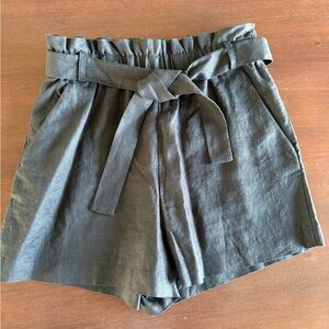 & Other Stories High Rise Black Linen Women's Shorts